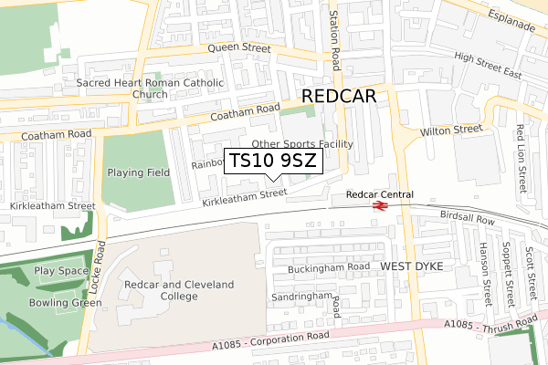 TS10 9SZ map - large scale - OS Open Zoomstack (Ordnance Survey) TS10 9SZ map - large scale - OS Open Zoomstack (Ordnance Survey)