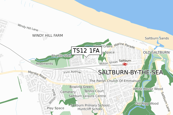 TS12 1FA map - small scale - OS Open Zoomstack (Ordnance Survey) TS12 1FA map - small scale - OS Open Zoomstack (Ordnance Survey)