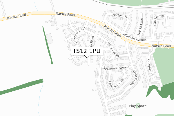 TS12 1PU map - large scale - OS Open Zoomstack (Ordnance Survey)