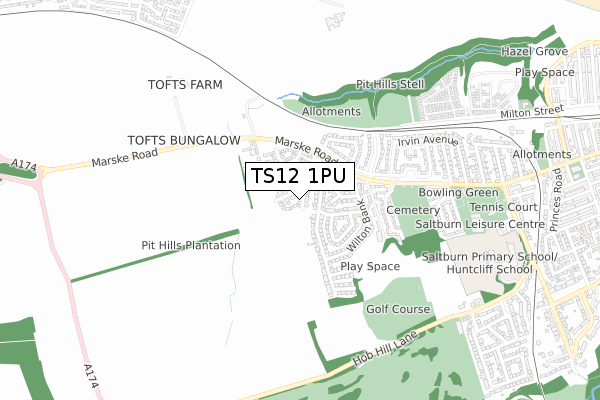 TS12 1PU map - small scale - OS Open Zoomstack (Ordnance Survey)