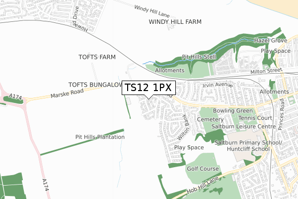 TS12 1PX map - small scale - OS Open Zoomstack (Ordnance Survey) TS12 1PX map - small scale - OS Open Zoomstack (Ordnance Survey)