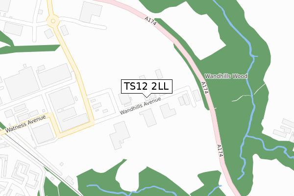 TS12 2LL map - large scale - OS Open Zoomstack (Ordnance Survey)