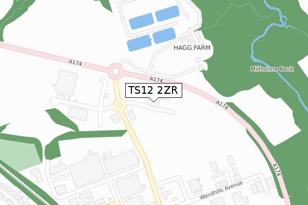 TS12 2ZR map - large scale - OS Open Zoomstack (Ordnance Survey)