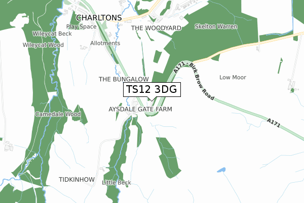 TS12 3DG map - small scale - OS Open Zoomstack (Ordnance Survey)