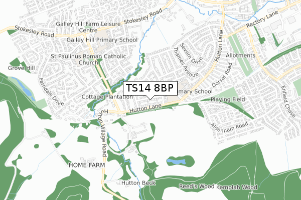 TS14 8BP map - small scale - OS Open Zoomstack (Ordnance Survey) TS14 8BP map - small scale - OS Open Zoomstack (Ordnance Survey)