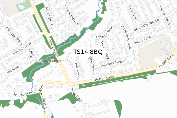 TS14 8BQ map - large scale - OS Open Zoomstack (Ordnance Survey)