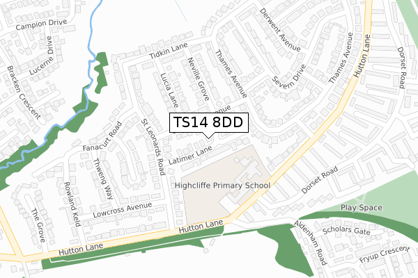 TS14 8DD map - large scale - OS Open Zoomstack (Ordnance Survey)