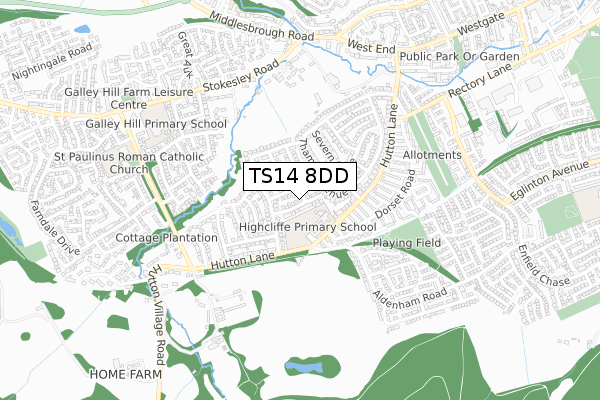 TS14 8DD map - small scale - OS Open Zoomstack (Ordnance Survey)