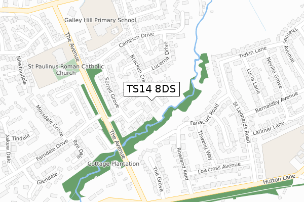 TS14 8DS map - large scale - OS Open Zoomstack (Ordnance Survey)