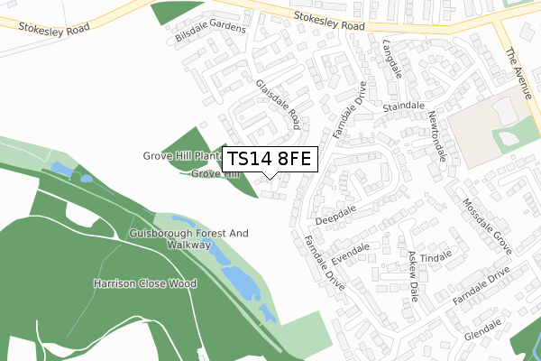TS14 8FE map - large scale - OS Open Zoomstack (Ordnance Survey) TS14 8FE map - large scale - OS Open Zoomstack (Ordnance Survey)