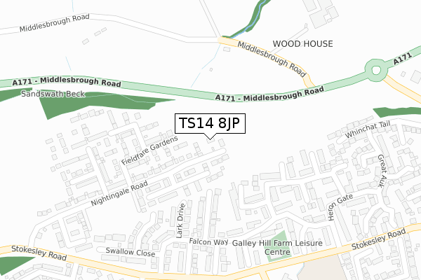 TS14 8JP map - large scale - OS Open Zoomstack (Ordnance Survey) TS14 8JP map - large scale - OS Open Zoomstack (Ordnance Survey)