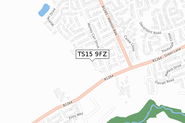 TS15 9FZ map - large scale - OS Open Zoomstack (Ordnance Survey)