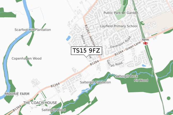 TS15 9FZ map - small scale - OS Open Zoomstack (Ordnance Survey)