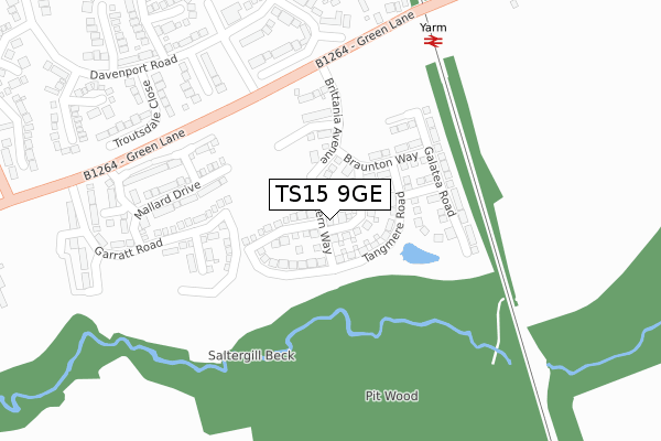 TS15 9GE map - large scale - OS Open Zoomstack (Ordnance Survey)