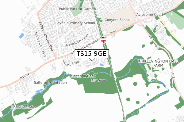 TS15 9GE map - small scale - OS Open Zoomstack (Ordnance Survey)