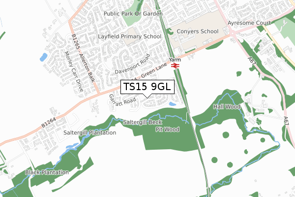 TS15 9GL map - small scale - OS Open Zoomstack (Ordnance Survey)