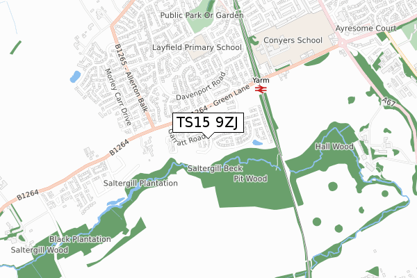 TS15 9ZJ map - small scale - OS Open Zoomstack (Ordnance Survey)