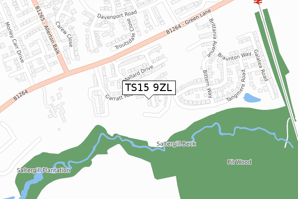 TS15 9ZL map - large scale - OS Open Zoomstack (Ordnance Survey)