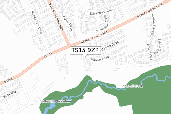 TS15 9ZP map - large scale - OS Open Zoomstack (Ordnance Survey)