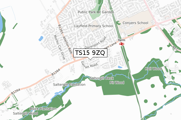 TS15 9ZQ map - small scale - OS Open Zoomstack (Ordnance Survey)