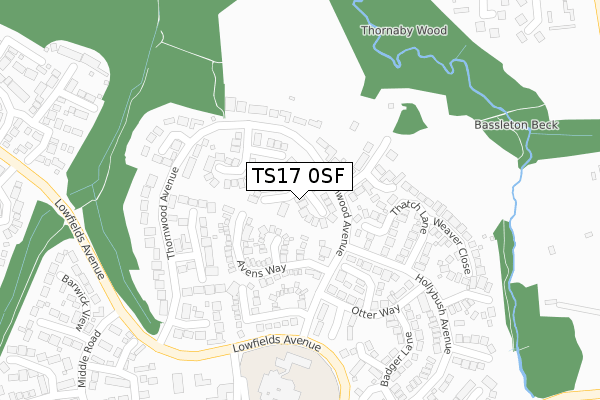 TS17 0SF map - large scale - OS Open Zoomstack (Ordnance Survey)