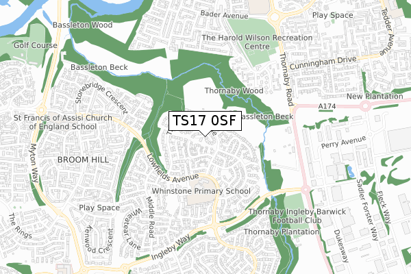 TS17 0SF map - small scale - OS Open Zoomstack (Ordnance Survey)