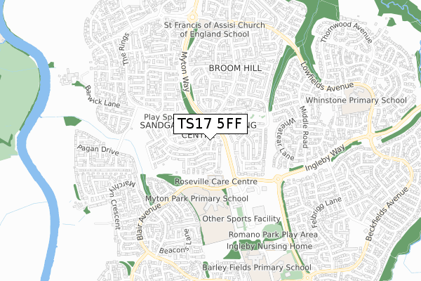 TS17 5FF map - small scale - OS Open Zoomstack (Ordnance Survey)