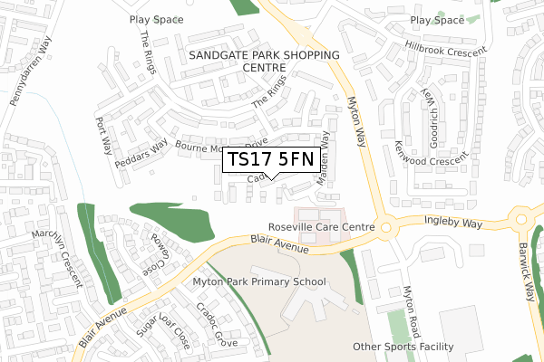 TS17 5FN map - large scale - OS Open Zoomstack (Ordnance Survey)