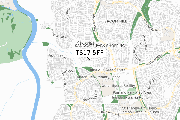 TS17 5FP map - small scale - OS Open Zoomstack (Ordnance Survey)