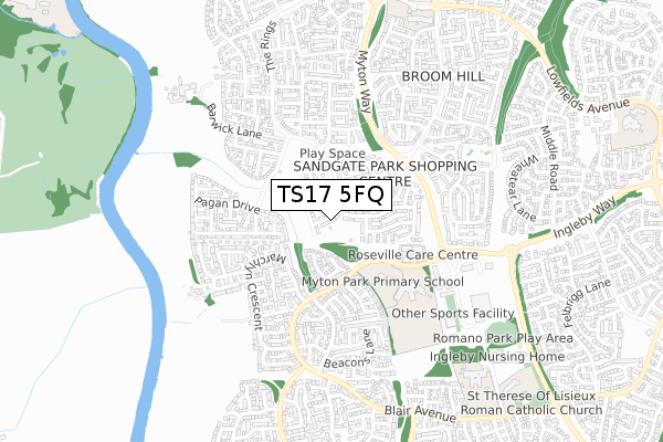 TS17 5FQ map - small scale - OS Open Zoomstack (Ordnance Survey)