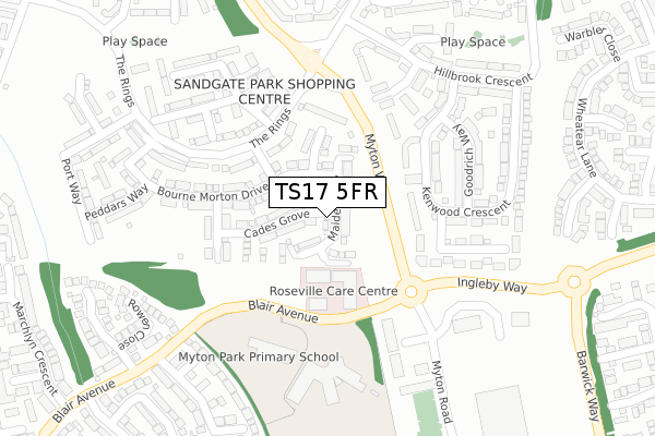 TS17 5FR map - large scale - OS Open Zoomstack (Ordnance Survey)