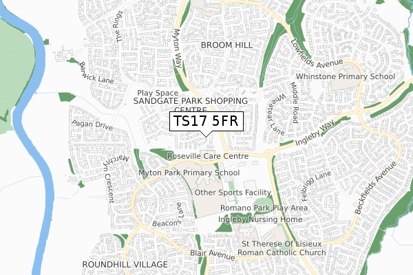 TS17 5FR map - small scale - OS Open Zoomstack (Ordnance Survey) TS17 5FR map - small scale - OS Open Zoomstack (Ordnance Survey)