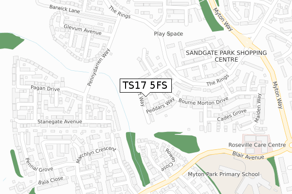 TS17 5FS map - large scale - OS Open Zoomstack (Ordnance Survey)