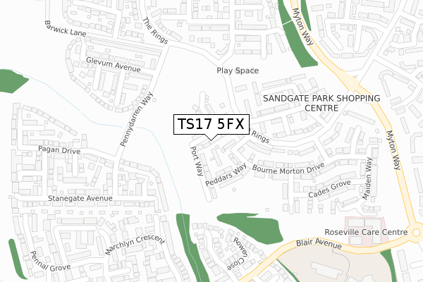 TS17 5FX map - large scale - OS Open Zoomstack (Ordnance Survey)