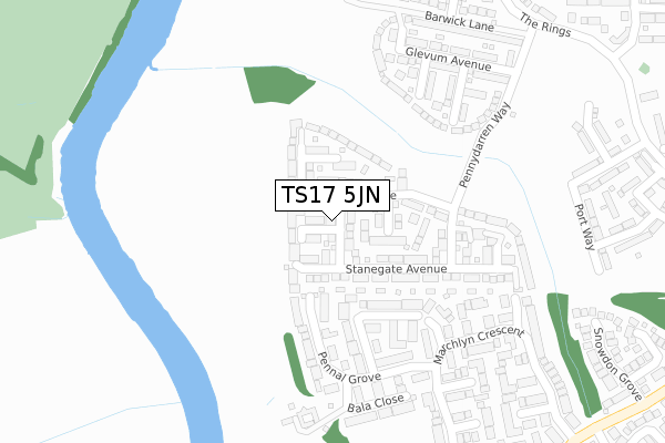 TS17 5JN map - large scale - OS Open Zoomstack (Ordnance Survey) TS17 5JN map - large scale - OS Open Zoomstack (Ordnance Survey)