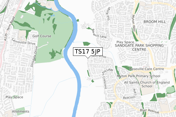 TS17 5JP map - small scale - OS Open Zoomstack (Ordnance Survey) TS17 5JP map - small scale - OS Open Zoomstack (Ordnance Survey)