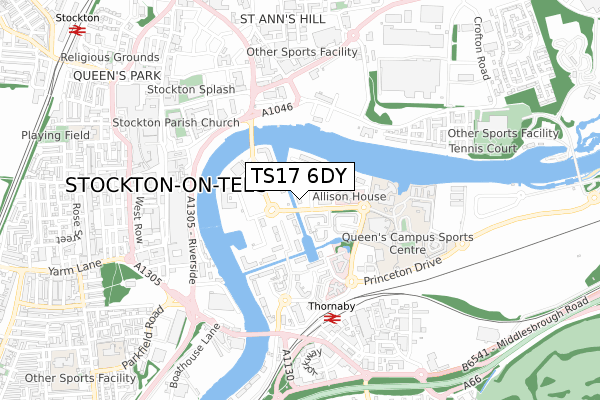 TS17 6DY map - small scale - OS Open Zoomstack (Ordnance Survey) TS17 6DY map - small scale - OS Open Zoomstack (Ordnance Survey)
