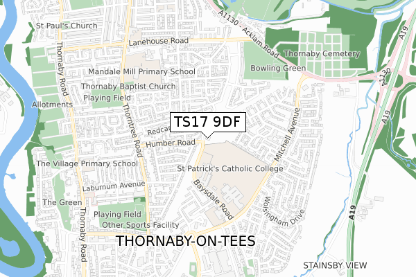 TS17 9DF map - small scale - OS Open Zoomstack (Ordnance Survey) TS17 9DF map - small scale - OS Open Zoomstack (Ordnance Survey)