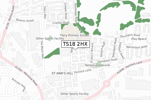 TS18 2HX map - large scale - OS Open Zoomstack (Ordnance Survey) TS18 2HX map - large scale - OS Open Zoomstack (Ordnance Survey)