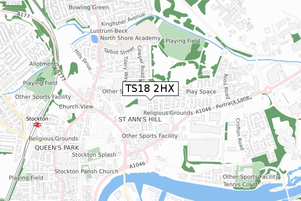 TS18 2HX map - small scale - OS Open Zoomstack (Ordnance Survey) TS18 2HX map - small scale - OS Open Zoomstack (Ordnance Survey)