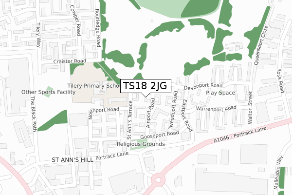 TS18 2JG map - large scale - OS Open Zoomstack (Ordnance Survey) TS18 2JG map - large scale - OS Open Zoomstack (Ordnance Survey)