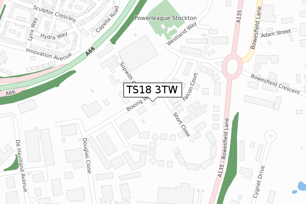 TS18 3TW map - large scale - OS Open Zoomstack (Ordnance Survey)