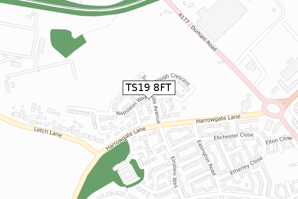 TS19 8FT map - large scale - OS Open Zoomstack (Ordnance Survey) TS19 8FT map - large scale - OS Open Zoomstack (Ordnance Survey)