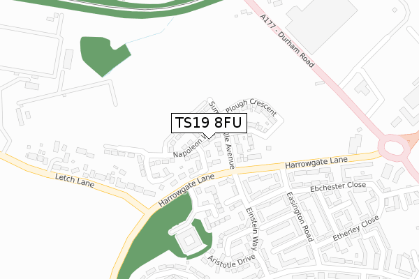 TS19 8FU map - large scale - OS Open Zoomstack (Ordnance Survey)