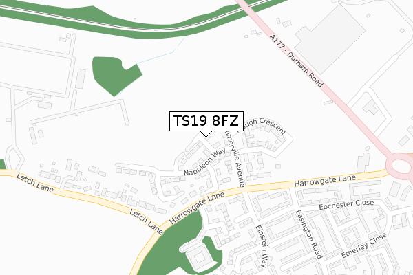 TS19 8FZ map - large scale - OS Open Zoomstack (Ordnance Survey) TS19 8FZ map - large scale - OS Open Zoomstack (Ordnance Survey)
