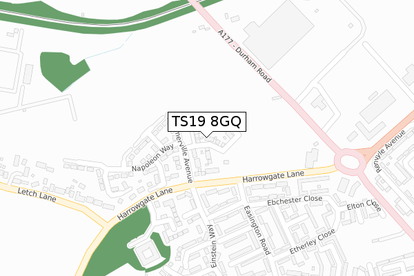TS19 8GQ map - large scale - OS Open Zoomstack (Ordnance Survey) TS19 8GQ map - large scale - OS Open Zoomstack (Ordnance Survey)