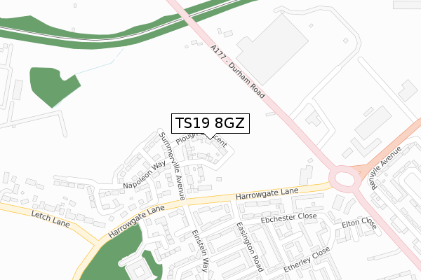 TS19 8GZ map - large scale - OS Open Zoomstack (Ordnance Survey)