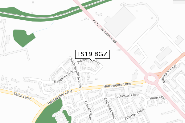 TS19 8GZ map - large scale - OS Open Zoomstack (Ordnance Survey) TS19 8GZ map - large scale - OS Open Zoomstack (Ordnance Survey)