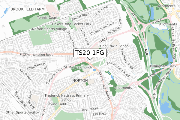 TS20 1FG map - small scale - OS Open Zoomstack (Ordnance Survey)