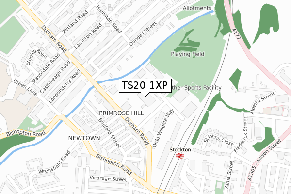 TS20 1XP map - large scale - OS Open Zoomstack (Ordnance Survey)